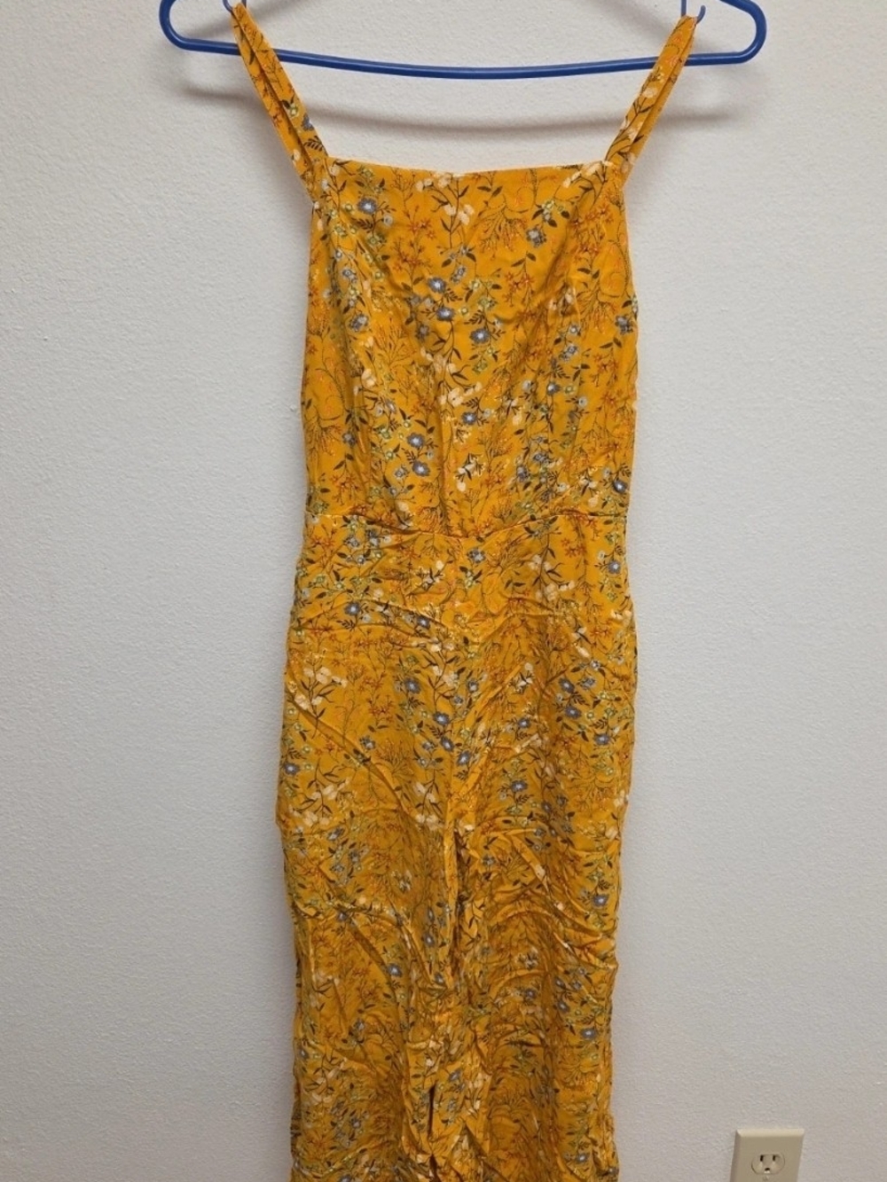 Yellow Floral Spaghetti-Strap Jumper